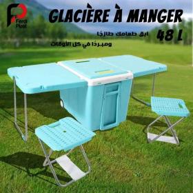 Ferdi Glacière Portative 48L Avec Table, 2 Chaise Ideal Pour Camping