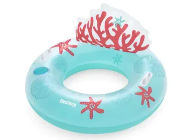 Bestway 43730 blue inflatable ring with backrest coral reef
