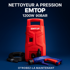 Nettoyeur a pression EMTOP 1200w 90Bar.