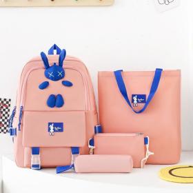 Ensemble de sacs d’école Kawai pour adolescents 4Pcs Lapin X Rose – محفظة 4 قطع كاواي وردي 