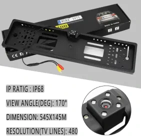 Caméra de recul HD pour voiture, Avec cadre de plaque d'immatriculation Standard , étanche, Vision nocturne, 4 LED